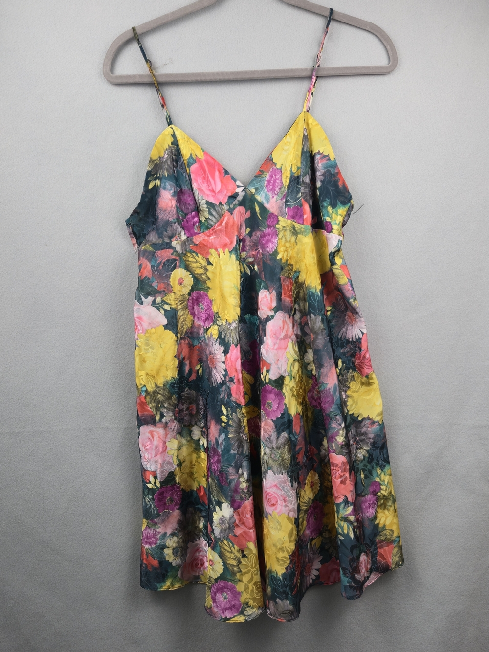 Vintage Miss Dior Floral Satin Slip Dress Midi Cami 90s Grunge Cottagecore M